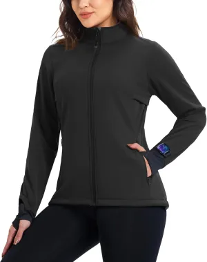 33,000ft Women's Waterproof Fleece Running Jacket Zip Up Athletic Winter Cold Weather Workout Cycling Track Jackets