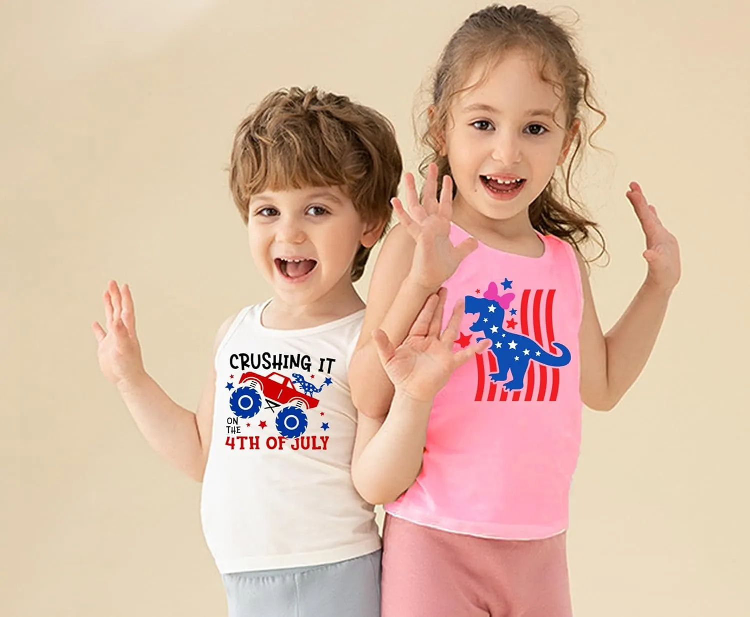 4th of July Tank Tops Boys Girls American Flag Shirts Kids Patriotic USA T-Shirt Cotton Sleeveless Tees Tops 1-7T
