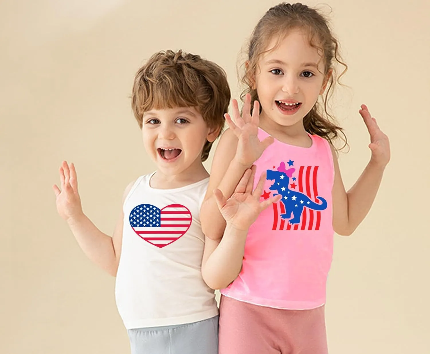 4th of July Tank Tops Boys Girls American Flag Shirts Kids Patriotic USA T-Shirt Cotton Sleeveless Tees Tops 1-7T