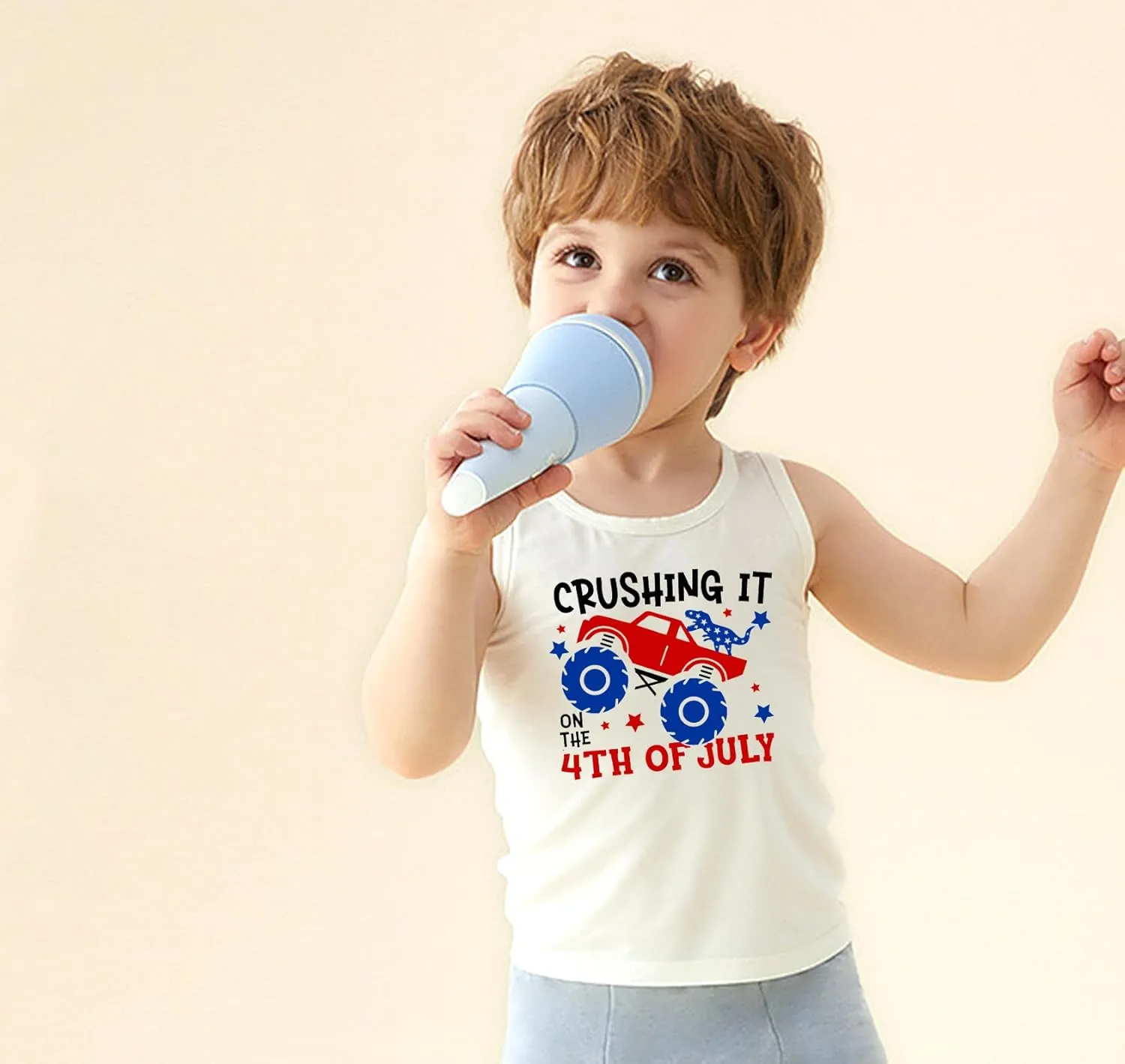 4th of July Tank Tops Boys Girls American Flag Shirts Kids Patriotic USA T-Shirt Cotton Sleeveless Tees Tops 1-7T