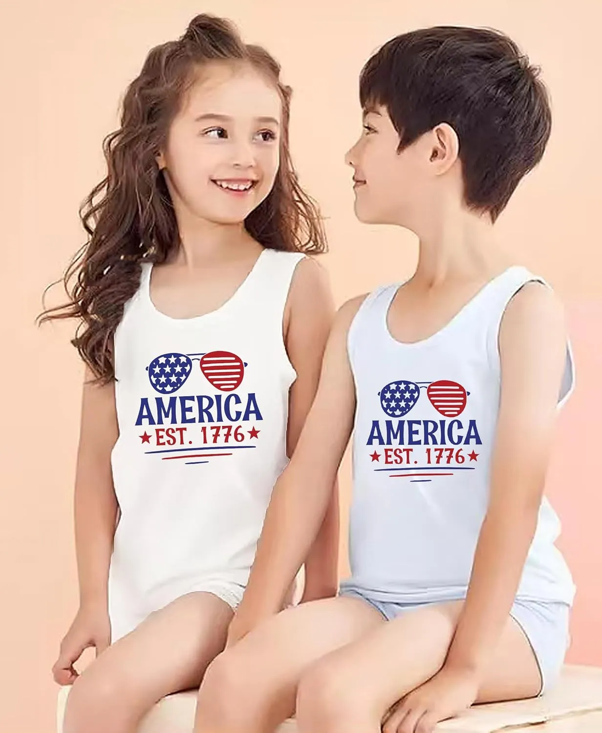 4th of July Tank Tops Boys Girls American Flag Shirts Kids Patriotic USA T-Shirt Cotton Sleeveless Tees Tops 1-7T