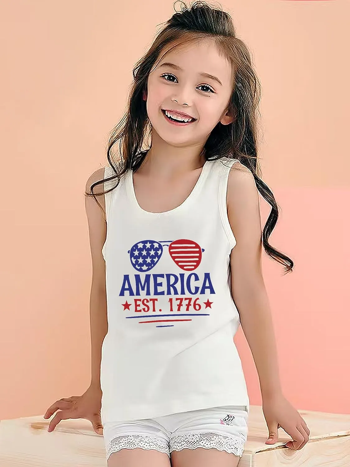 4th of July Tank Tops Boys Girls American Flag Shirts Kids Patriotic USA T-Shirt Cotton Sleeveless Tees Tops 1-7T