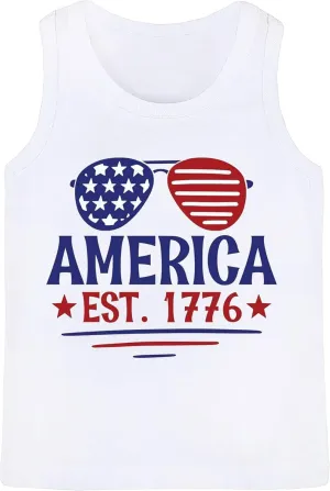 4th of July Tank Tops Boys Girls American Flag Shirts Kids Patriotic USA T-Shirt Cotton Sleeveless Tees Tops 1-7T