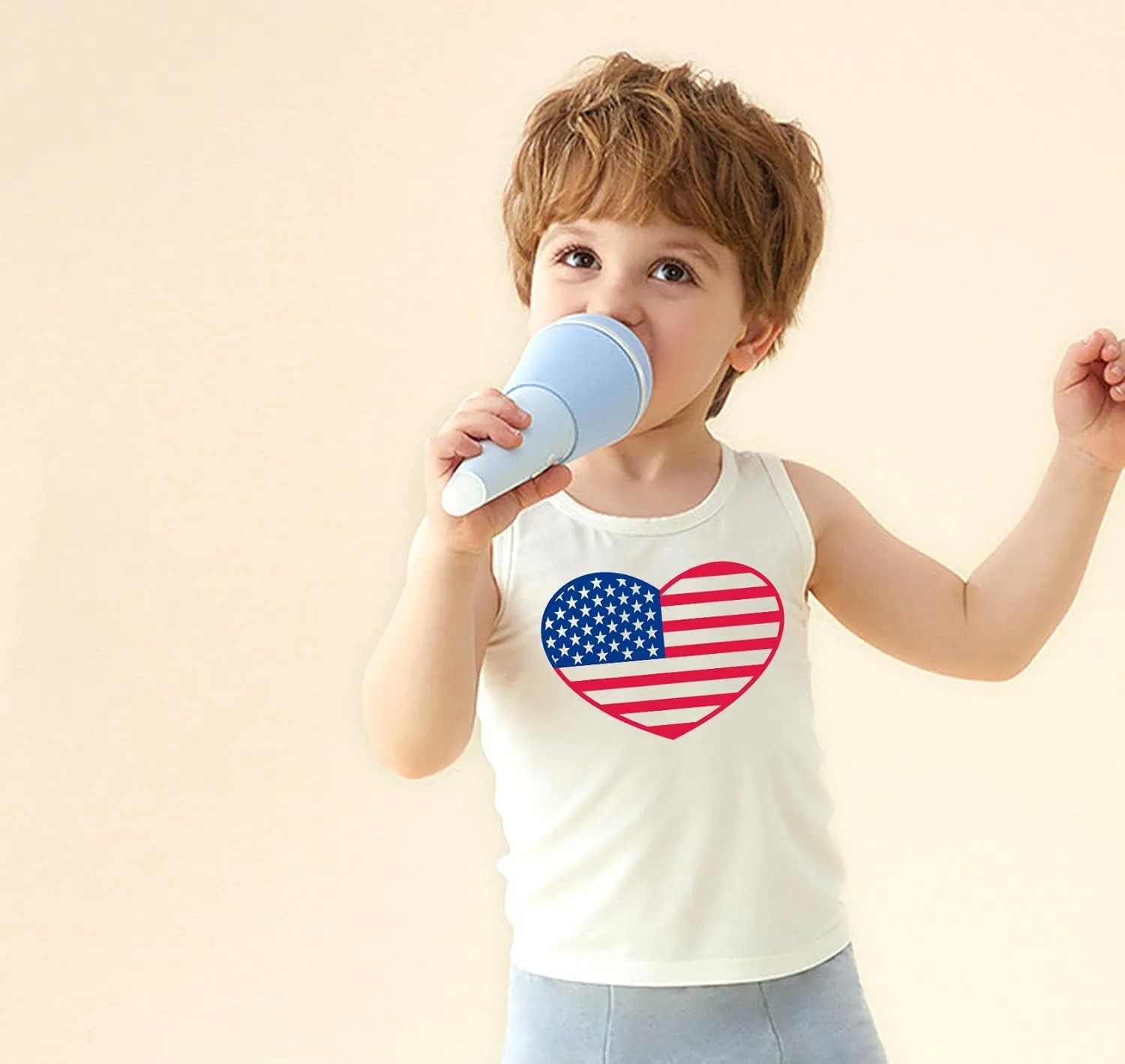 4th of July Tank Tops Boys Girls American Flag Shirts Kids Patriotic USA T-Shirt Cotton Sleeveless Tees Tops 1-7T