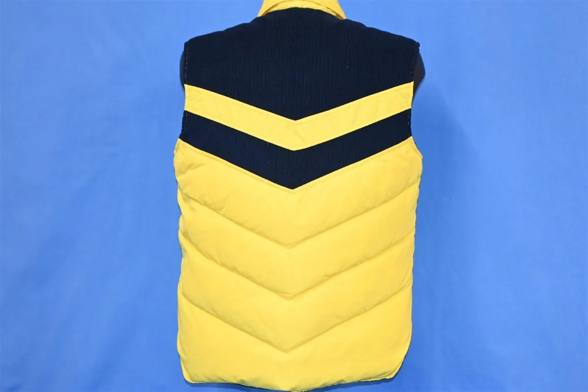 80s Levi's Yellow Blue Corduroy Chevron Puffy Ski Vest Large