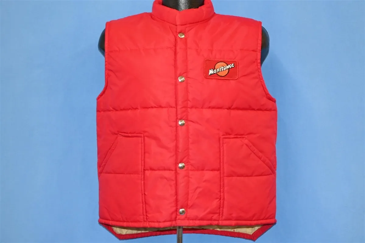 80s Mantiwoc Red Poly Fill Snap Up Puffy Ski Vest Medium