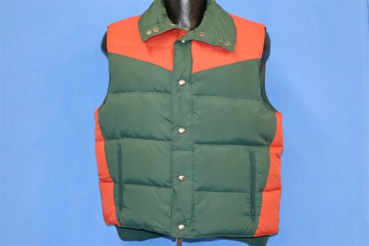 80s Swell-Wear Green Orange Reversible Puffy Ski Vest Medium