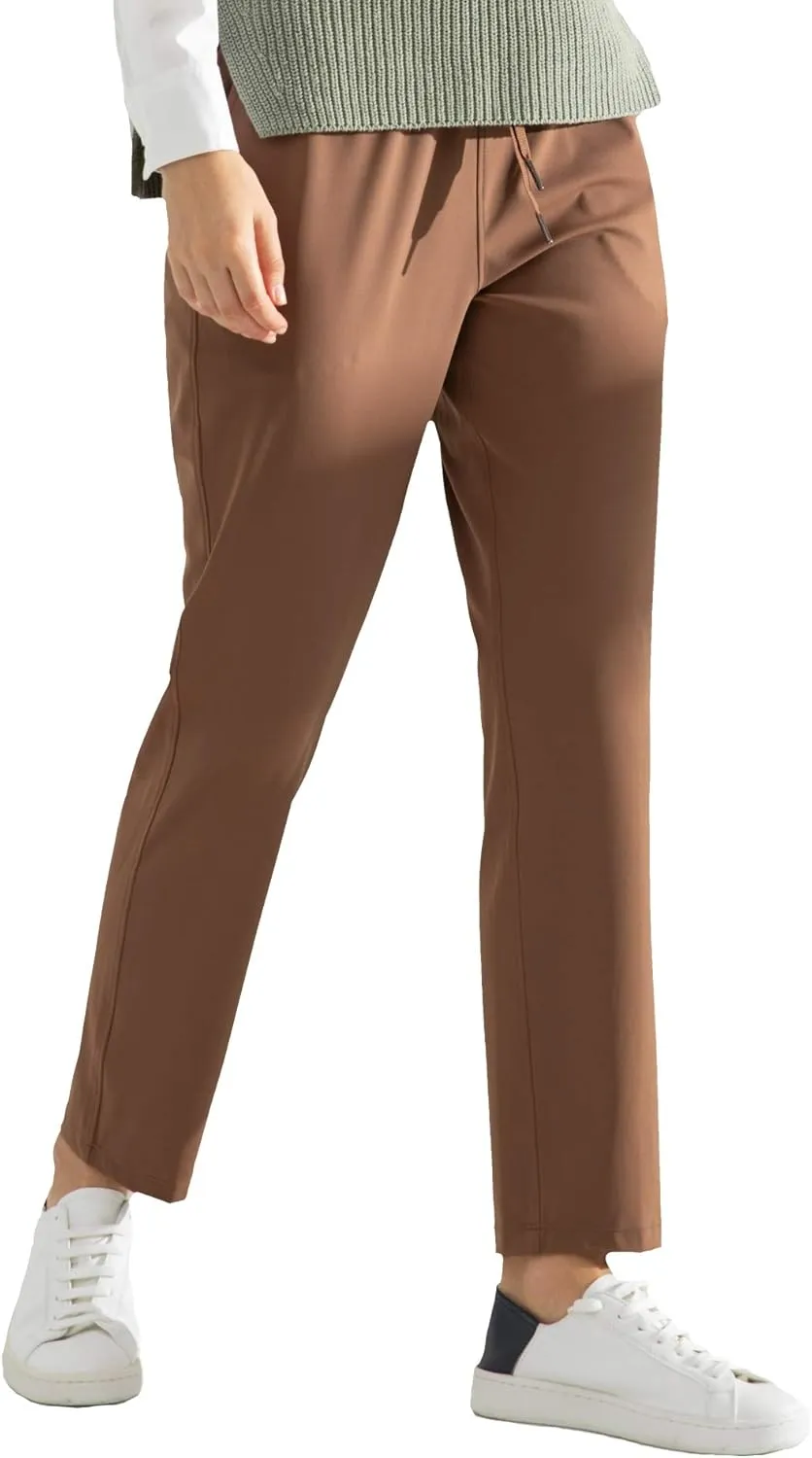 AJISAI Petite/Regular Women's 7/8 Joggers Travel Pants with Pockets Lounge Casual Stretch Workout Pants