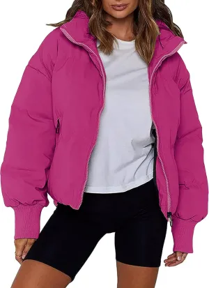 AMEBELLE Women Winter Thermal Baggy Stand Collar Full Zip Puffer Down Coats Jacket