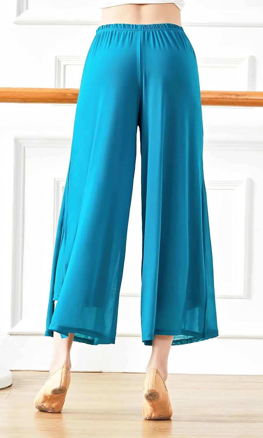 Angcoco Women's Double Layered Stretch Chiffon Dance Training Pants