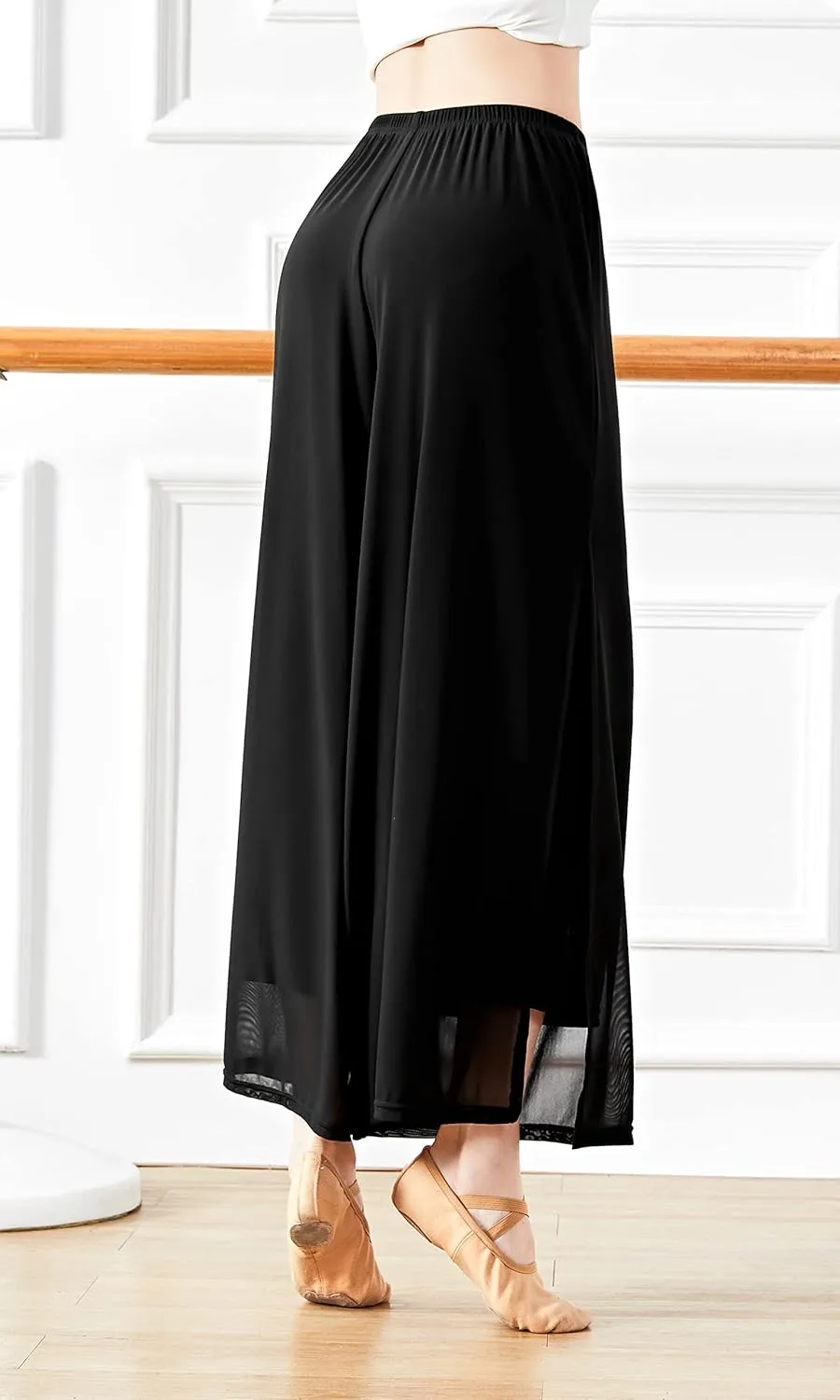 Angcoco Women's Double Layered Stretch Chiffon Dance Training Pants