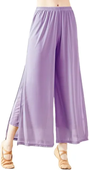 Angcoco Women's Double Layered Stretch Chiffon Dance Training Pants