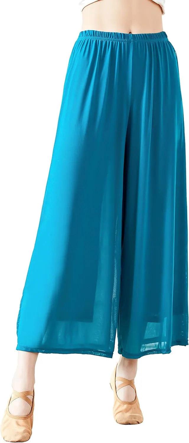 Angcoco Women's Double Layered Stretch Chiffon Dance Training Pants