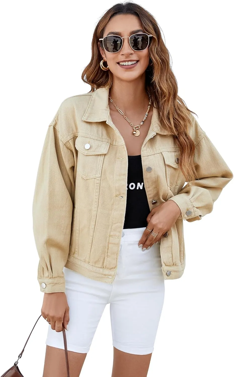 Atnlewhi Women's Long Sleeve Denim Jacket Casual Button Down Basic Jean Jackets with Pockets
