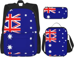 Australian flag Large capacity durable school bag   pencil case   lunch bag, accompany your children to study happily every day