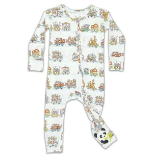 Bamboo Convertible Footie - Zoo Train