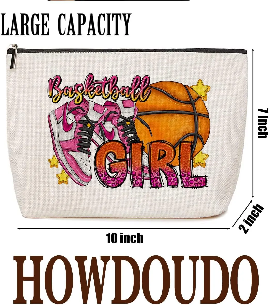 Basketball Gifts Funny Girl Gifts Makeup Bag Toiletry Travel Bag Cosmetic Bag Stuff Accessories for Girls Teens Women Coach Sisters Her Friend Fans Basketball Party Favors Game Day Christmas Birthday