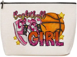 Basketball Gifts Funny Girl Gifts Makeup Bag Toiletry Travel Bag Cosmetic Bag Stuff Accessories for Girls Teens Women Coach Sisters Her Friend Fans Basketball Party Favors Game Day Christmas Birthday