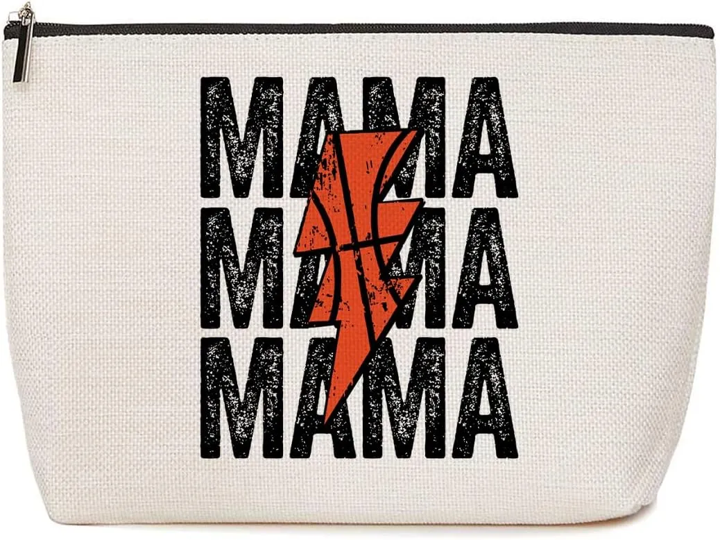 Basketball Gifts Mama Gifts Makeup Bag Toiletry Travel Bag Cosmetic Bag for Mama Women Coach Team Lovers Mom Friend fans Momma Basketball Party Favors Christmas Mothers Day Birthday Gifts