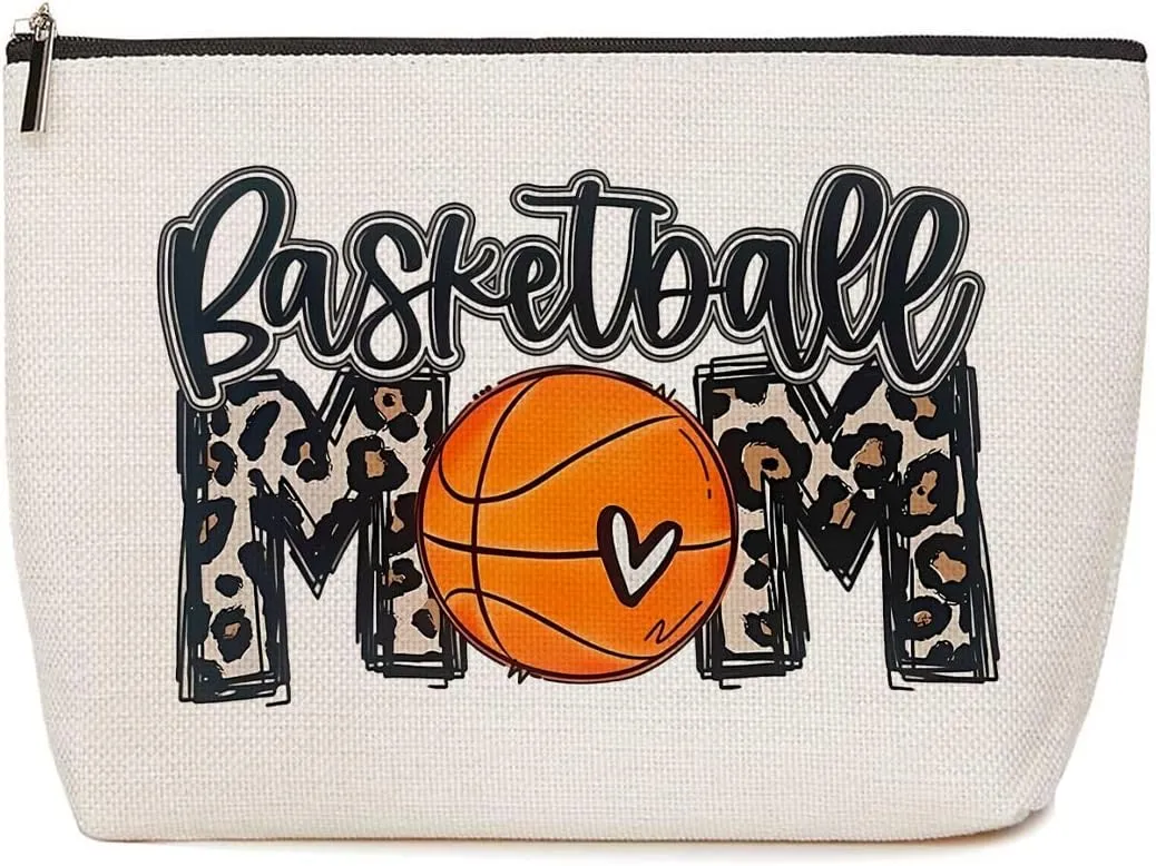 Basketball Gifts Mom Gifts Makeup Bag Toiletry Travel Bag Cosmetic Bag for Mom Women Basketball Momma Coach Lovers Mama Her Friend Basketball Party Favors Christmas Mothers Day Birthday Gifts