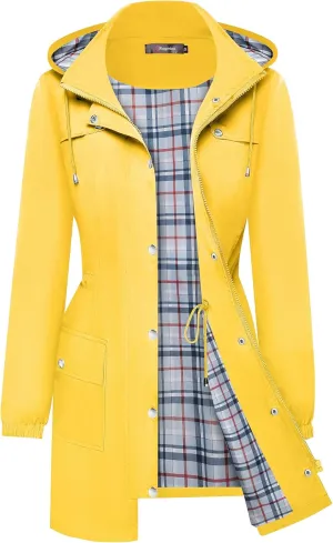 BBX Lephsnt Rain Coats for Women Waterproof Rain Jacket Lightweight Windbreaker Outdoor Hooded Trench Coat