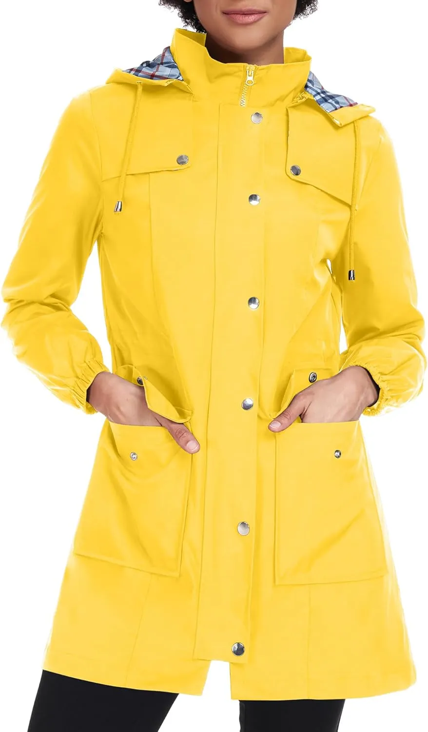 BBX Lephsnt Rain Coats for Women Waterproof Rain Jacket Lightweight Windbreaker Outdoor Hooded Trench Coat