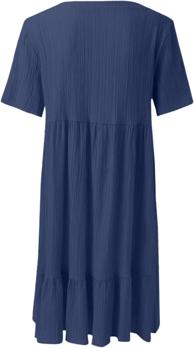 Beach Dresses for Women,2025 Summer V Neck Sleeveless Mini Dresses Ruffle a Line Short Dress Boho Flowy Sundress
