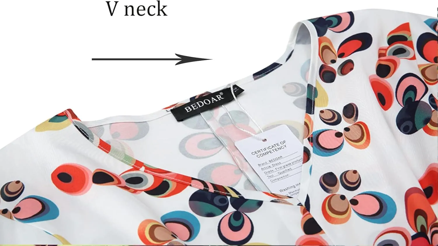 BEDOAR Summer Dress for Womens V-Neck Short Sleeve Elastic Waist Casual Midi Dress Irregular Hem Holiday Party Dresses