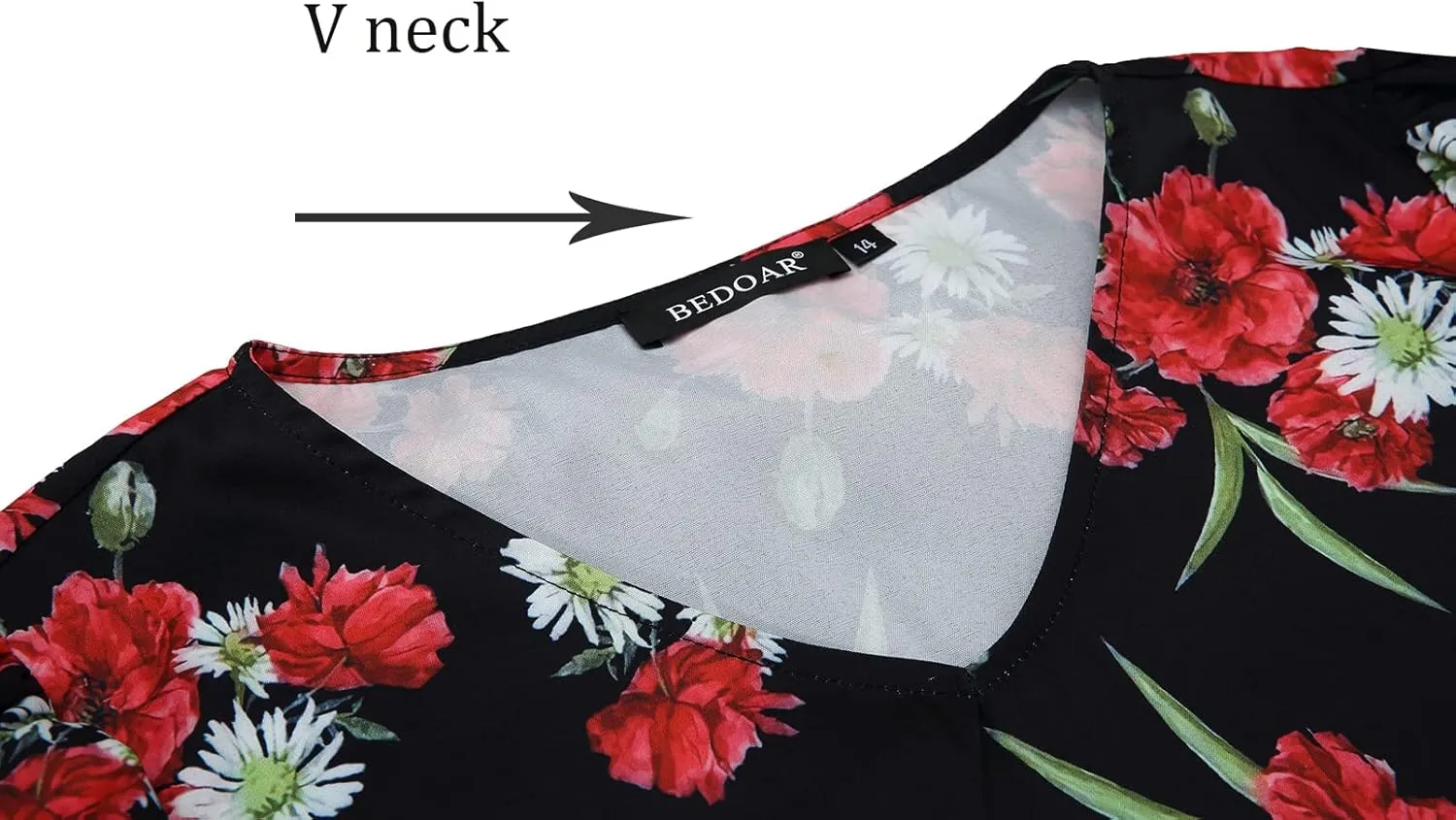 BEDOAR Summer Dress for Womens V-Neck Short Sleeve Elastic Waist Casual Midi Dress Irregular Hem Holiday Party Dresses