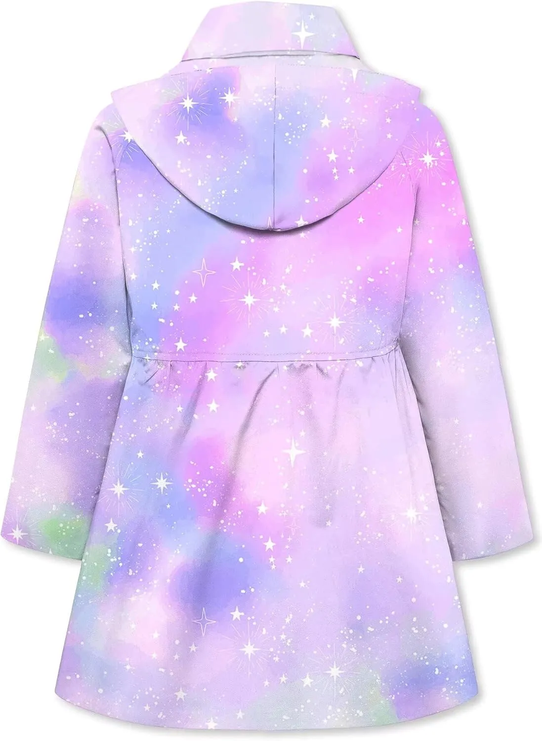 Betusline Girl's Hooded Rain Jackets Lightweight Print Waterproof Trench Coat Windbreaker Raincoats for Girls,2-14 Years