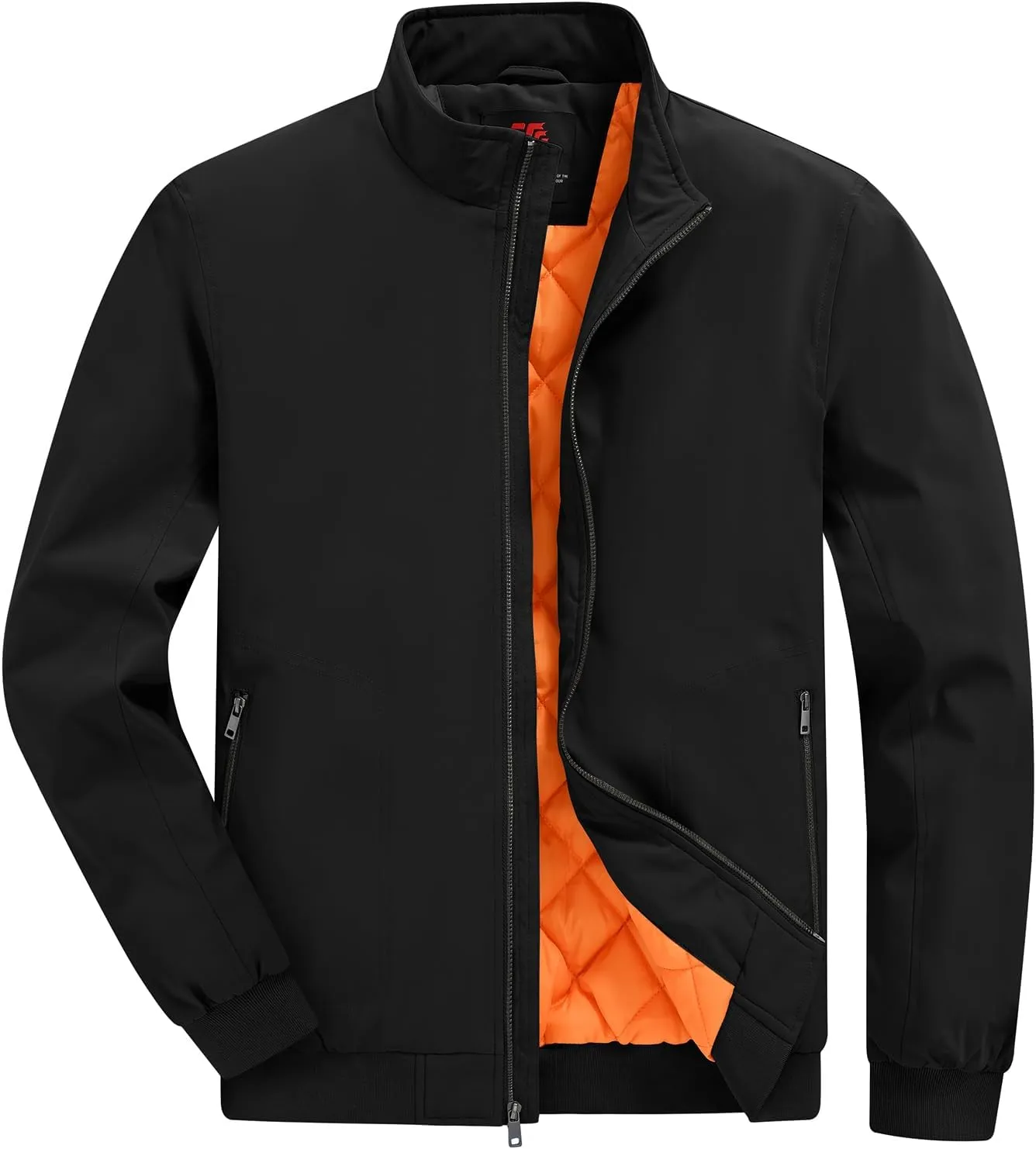 BGOWATU Men's Jacket Insulated Fall Winter jacket Zip Up Windproof Quilted Bomber Jackets Casual Warm Padded Coats