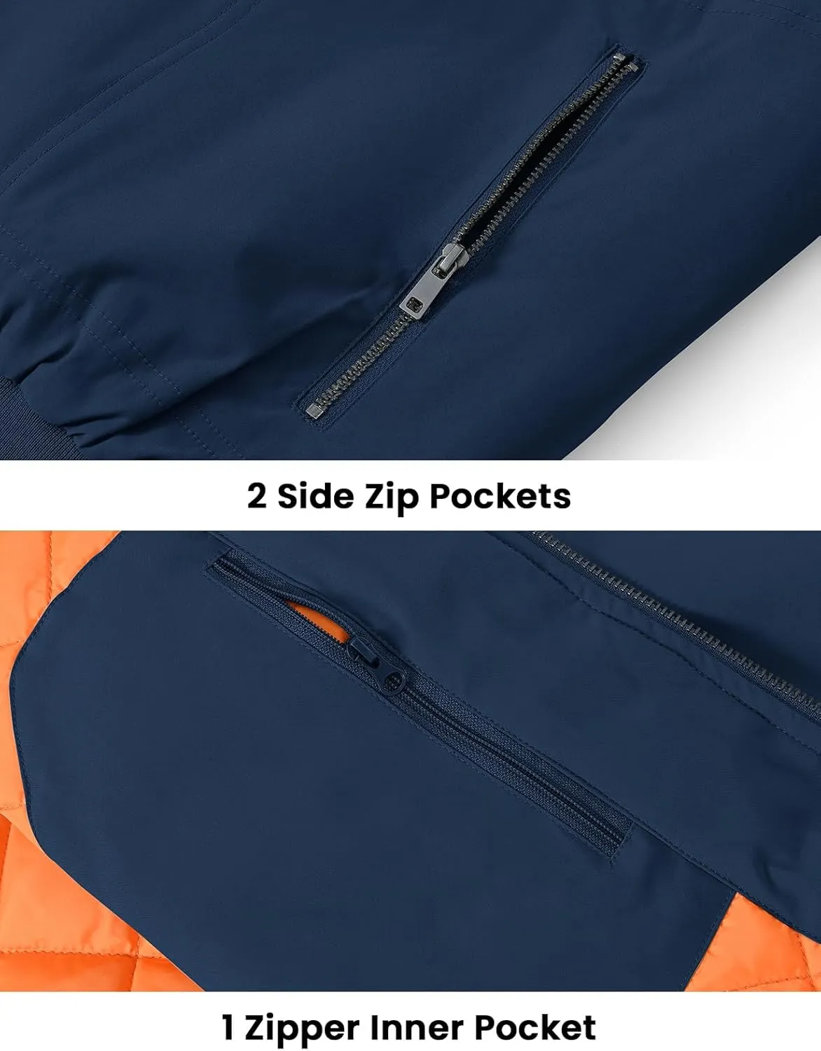 BGOWATU Men's Jacket Insulated Fall Winter jacket Zip Up Windproof Quilted Bomber Jackets Casual Warm Padded Coats