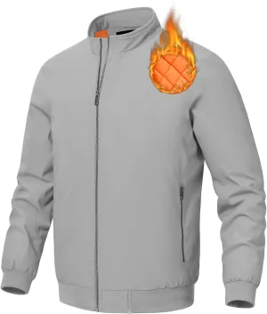 BGOWATU Men's Jacket Insulated Fall Winter jacket Zip Up Windproof Quilted Bomber Jackets Casual Warm Padded Coats