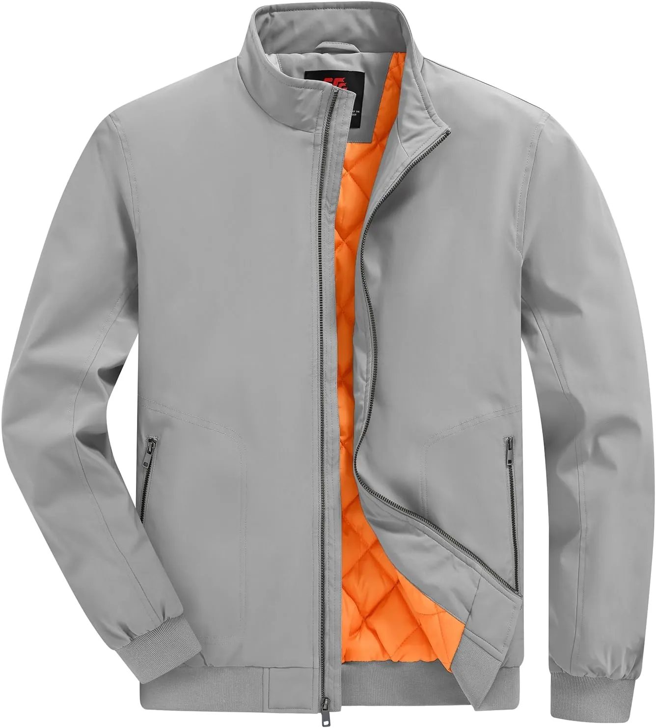 BGOWATU Men's Jacket Insulated Fall Winter jacket Zip Up Windproof Quilted Bomber Jackets Casual Warm Padded Coats