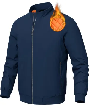 BGOWATU Men's Jacket Insulated Fall Winter jacket Zip Up Windproof Quilted Bomber Jackets Casual Warm Padded Coats