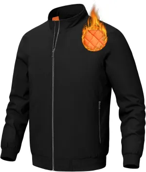 BGOWATU Men's Jacket Insulated Fall Winter jacket Zip Up Windproof Quilted Bomber Jackets Casual Warm Padded Coats