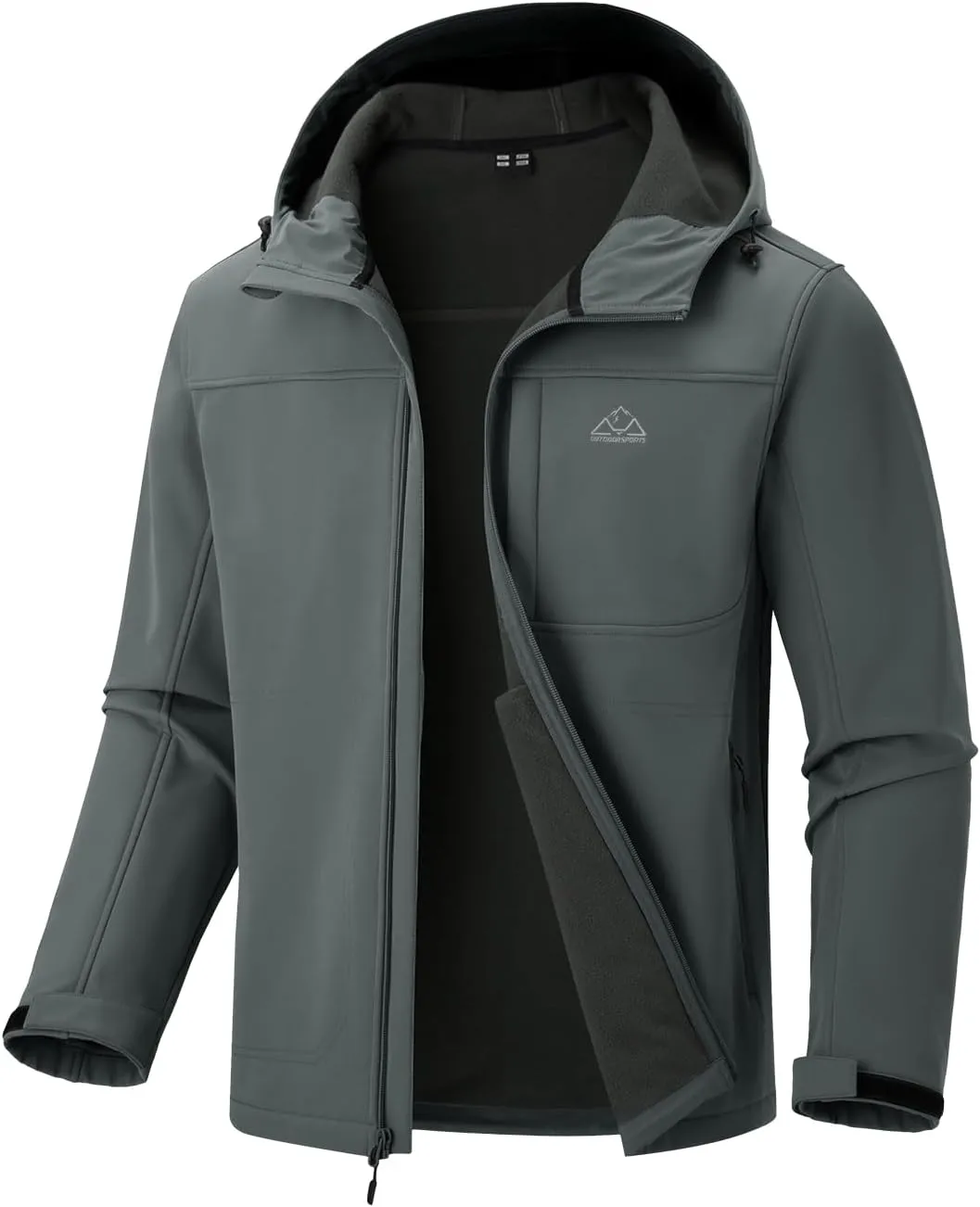 BGOWATU Men's Softshell Jacket Fall Winter Warm Fleece Lined Hooded Jacket Lightweight Windbreaker Casual Coats with Pockets