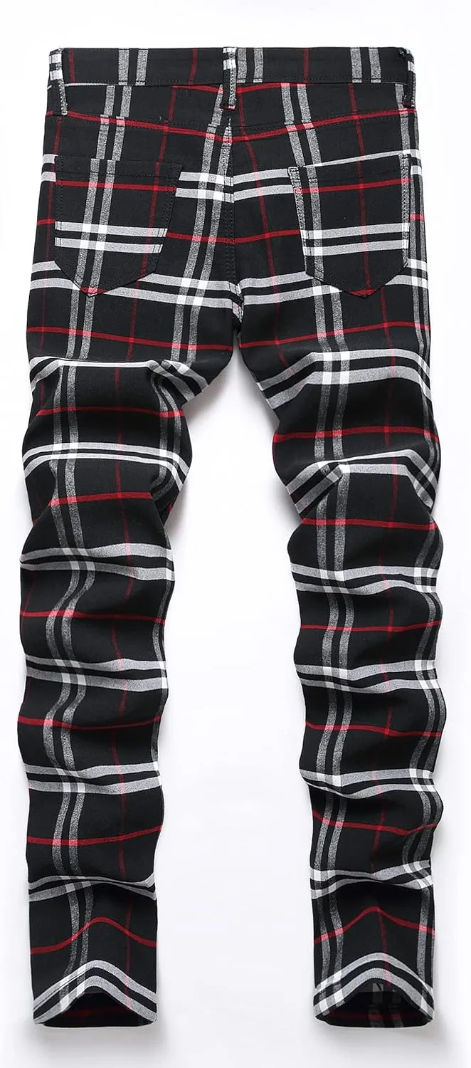 Boy's Khaki Chino Pants School Uniform Dress Plaid Skinny Fit Stretch Fashion Comfy Pants