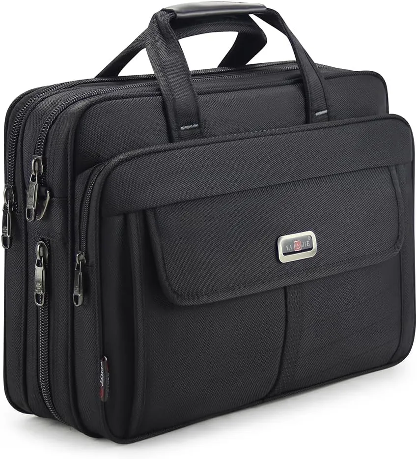 Briefcases for Men Canvas Tote Bag 15.6 Inches Laptop Case Large Shoulder Work Bags Office Messenger Bag Expandable Waterproof
