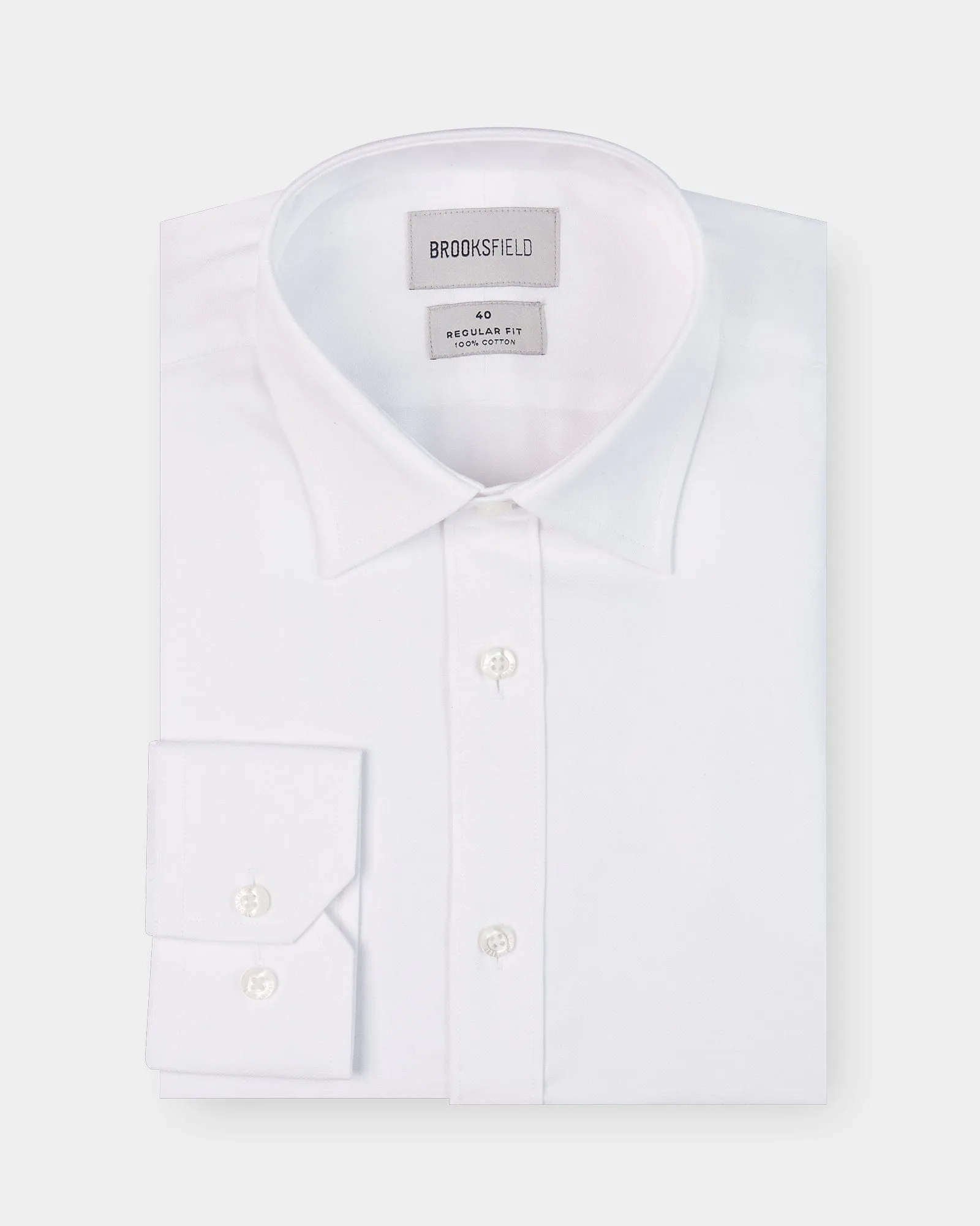 Brooksfield Classic Fit Mens Staple Shirt in White BFC991