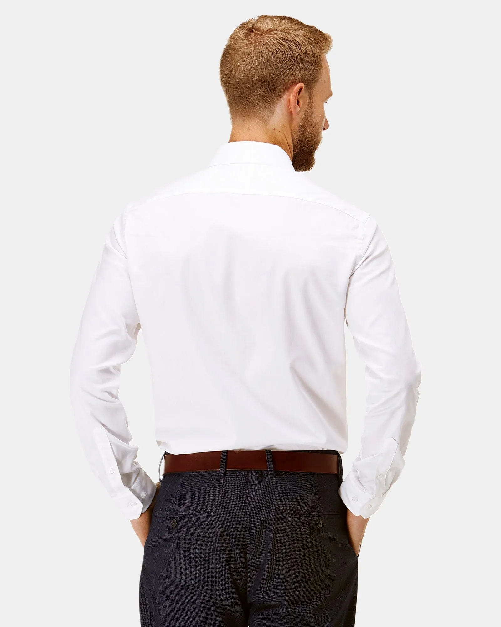 Brooksfield Classic Fit Mens Staple Shirt in White BFC991