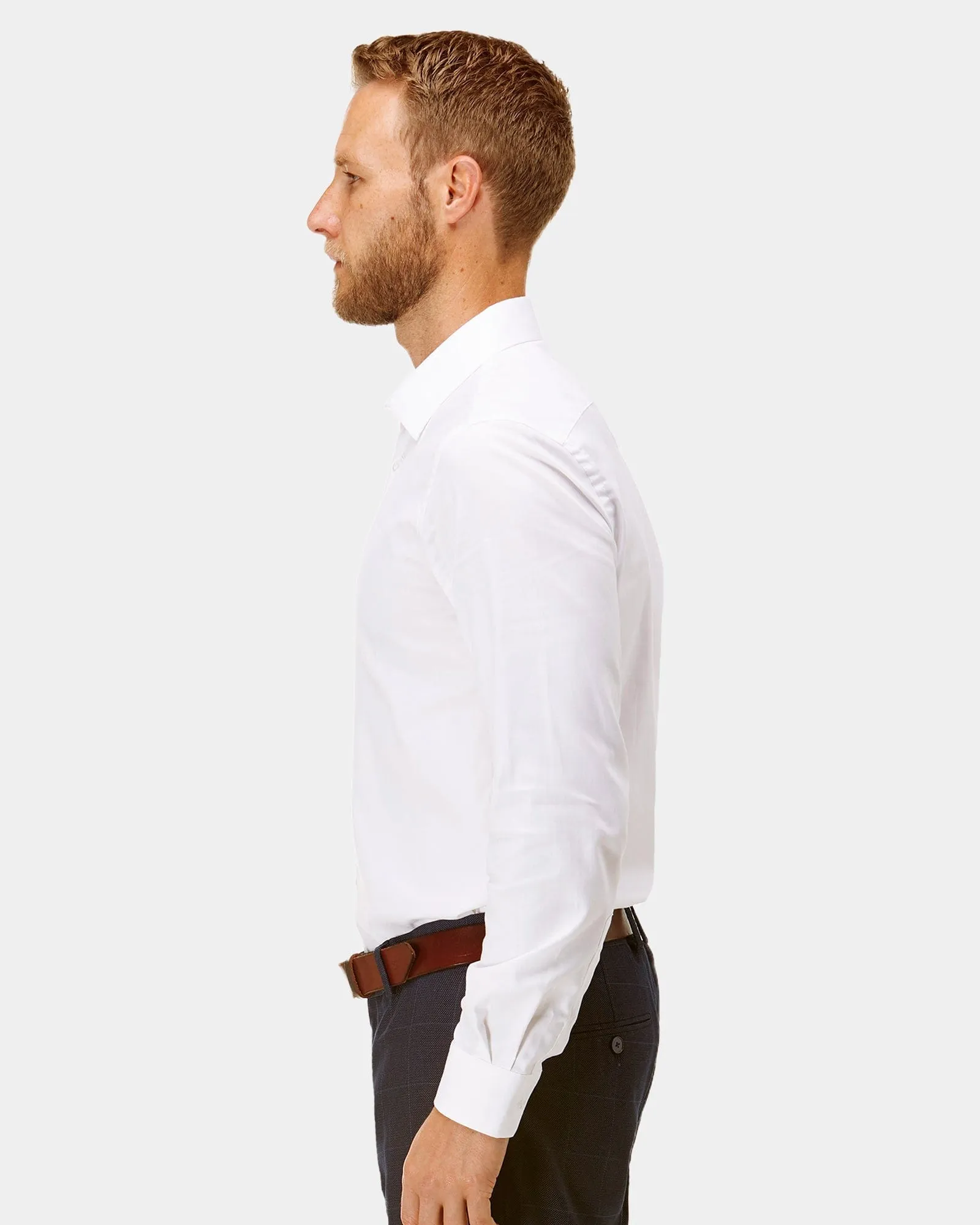 Brooksfield Classic Fit Mens Staple Shirt in White BFC991