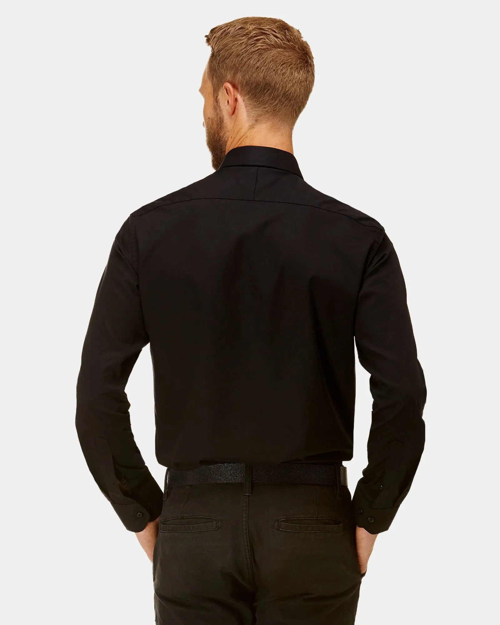 Brooksfield classic fit staple business shirt in black BFC991