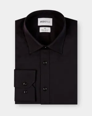Brooksfield classic fit staple business shirt in black BFC991