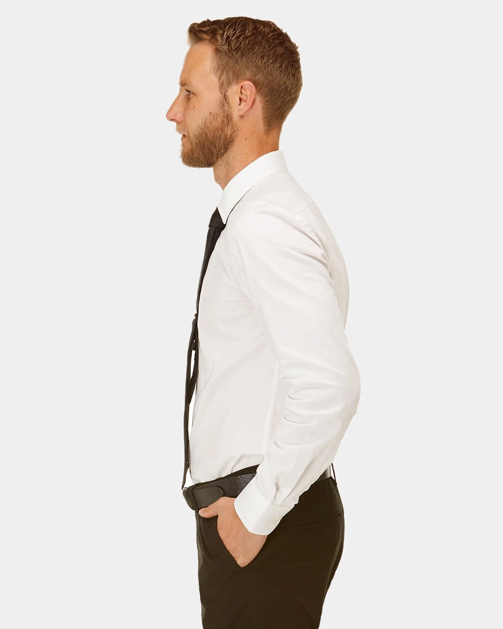 Brooksfield Slim Fit Occasions Regular Cuff Mens Dress Shirt in Cream