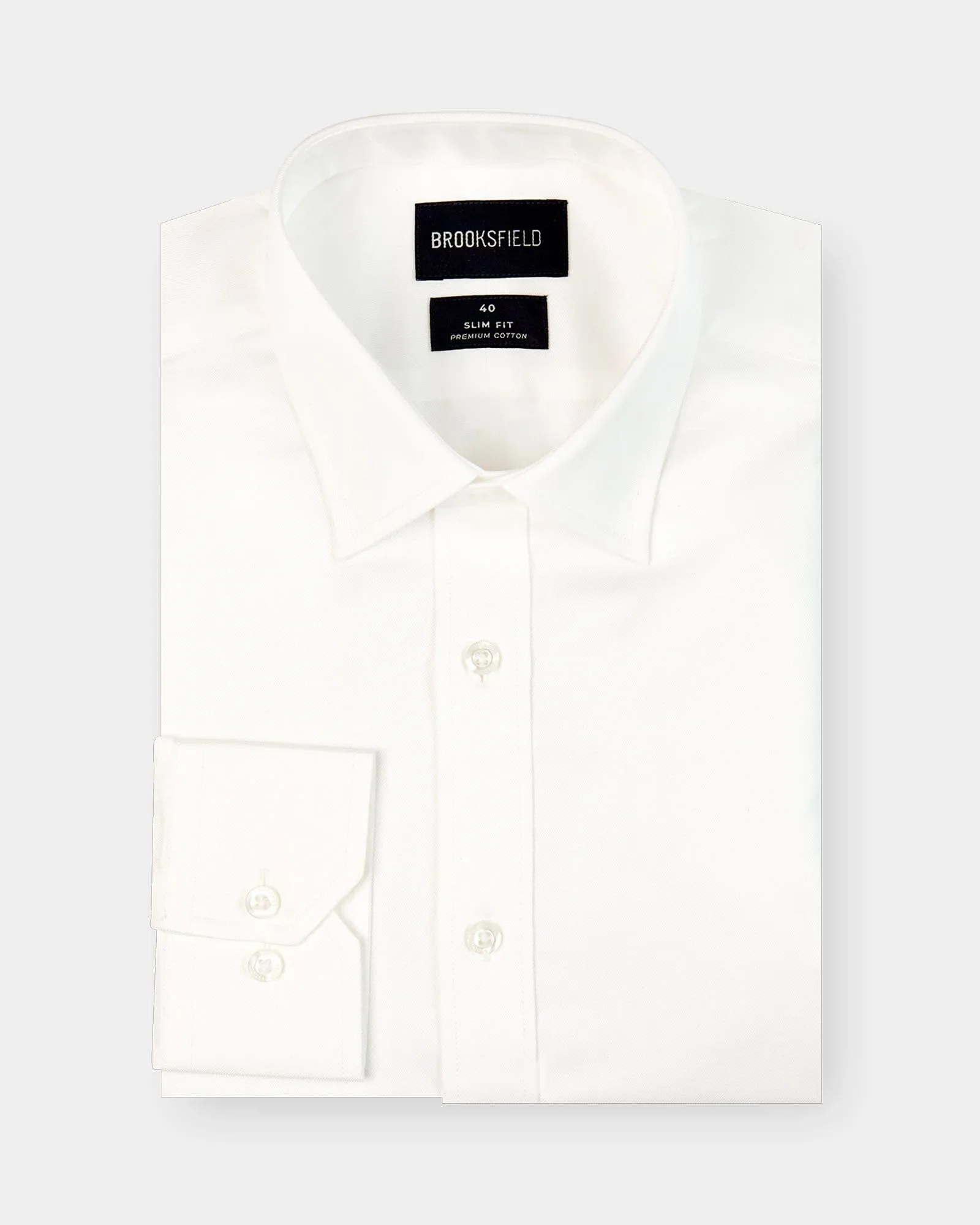 Brooksfield Slim Fit Occasions Regular Cuff Mens Dress Shirt in Cream