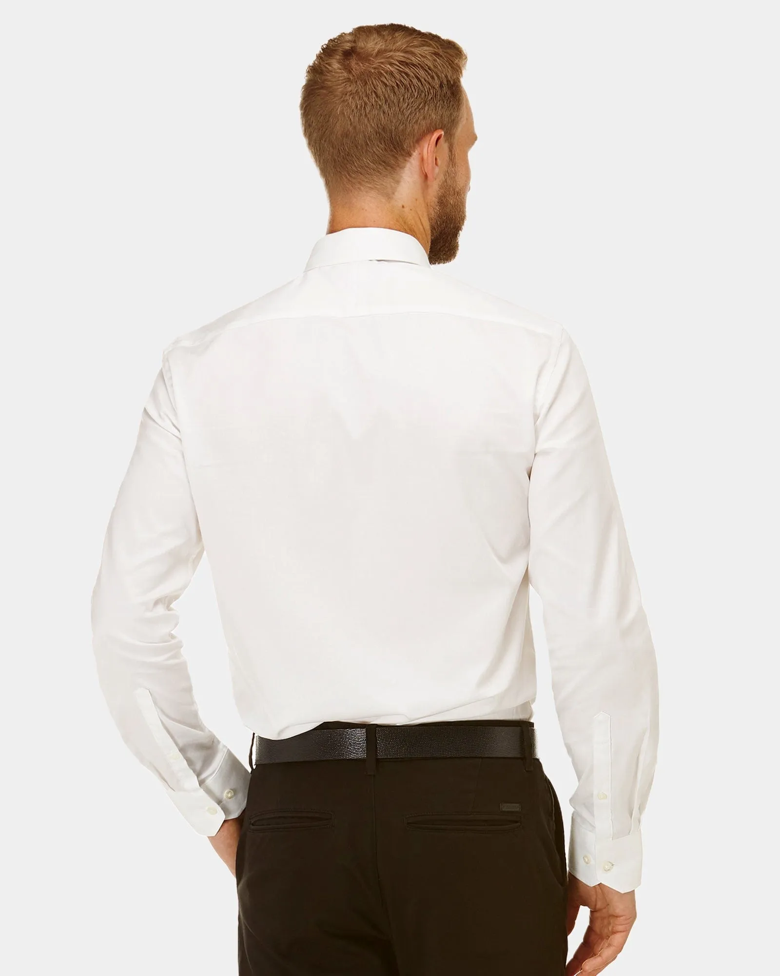 Brooksfield Slim Fit Occasions Regular Cuff Mens Dress Shirt in Cream