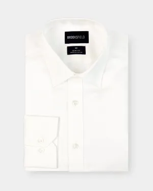 Brooksfield Slim Fit Occasions Regular Cuff Mens Dress Shirt in Cream
