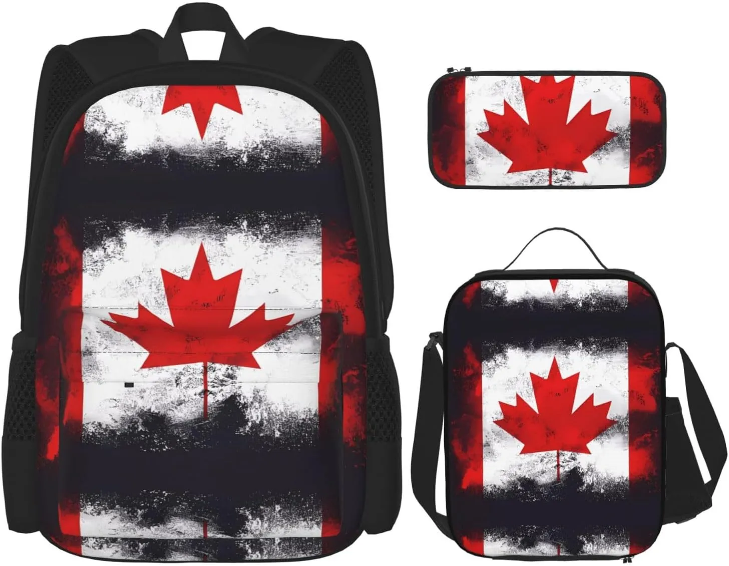 Canadian flag Large capacity durable school bag   pencil case   lunch bag, accompany your children to study happily every day