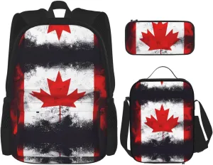 Canadian flag Large capacity durable school bag   pencil case   lunch bag, accompany your children to study happily every day